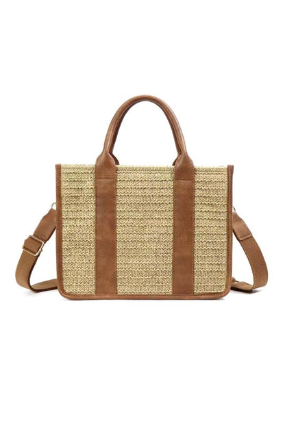 Mericela Mixed Media Straw Tote | view 4 | Aili's Corner | us.meeeshop