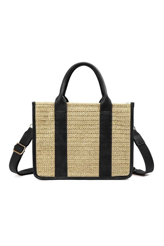 Mericela Mixed Media Straw Tote | view 8 | Aili's Corner | us.meeeshop
