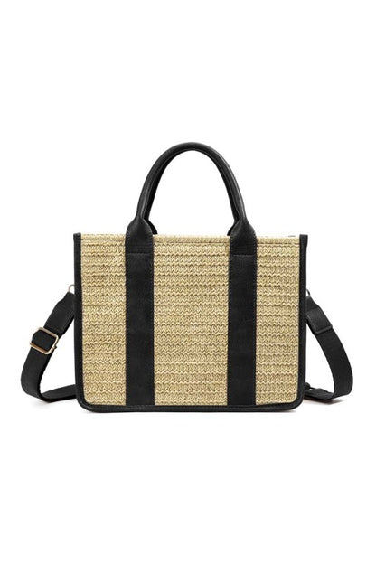 Mericela Mixed Media Straw Tote | view 8 | Aili's Corner | us.meeeshop