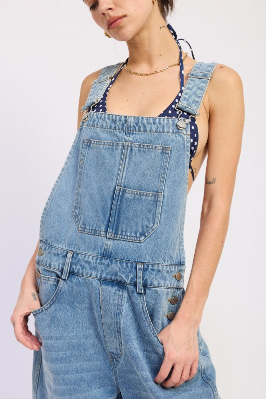 Denim Overall with Star Embroidery | view 2 | Emory Park | us.meeeshop