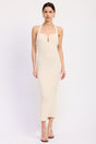 Halter Neck Bodycon Midi Dress with Open Back
