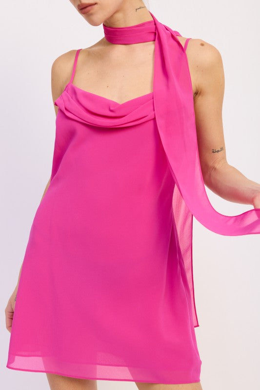 cowl drape chiffon Cowl Drape Chiffon Mini Dress view 2 (dress) - shop at us.meeeshop