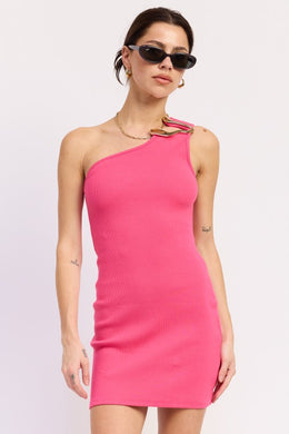 Asymmetrical Cutout Rib Dress
