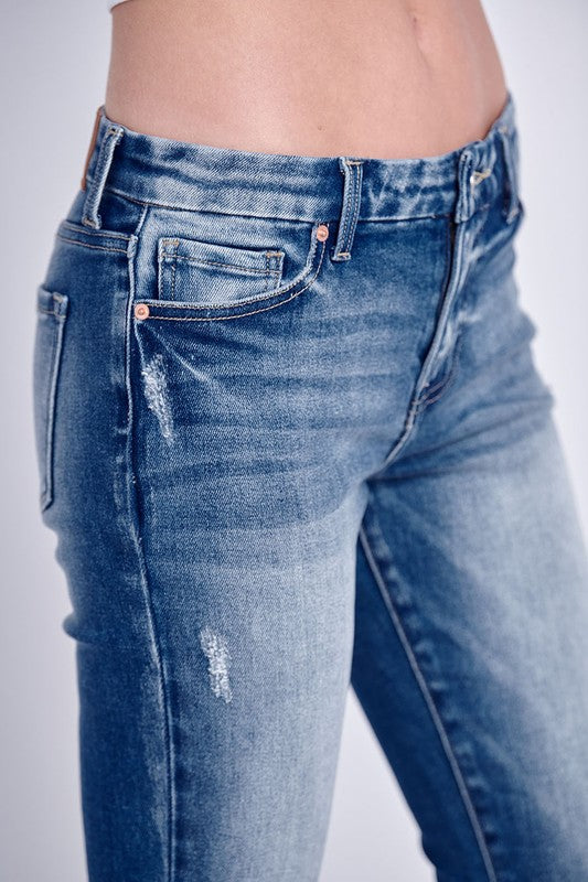 eco friendly crop Eco Friendly Crop Flare Jeans view 6 (bottom) - shop at us.meeeshop