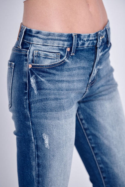 eco friendly crop Eco Friendly Crop Flare Jeans view 6 (bottom) - shop at us.meeeshop