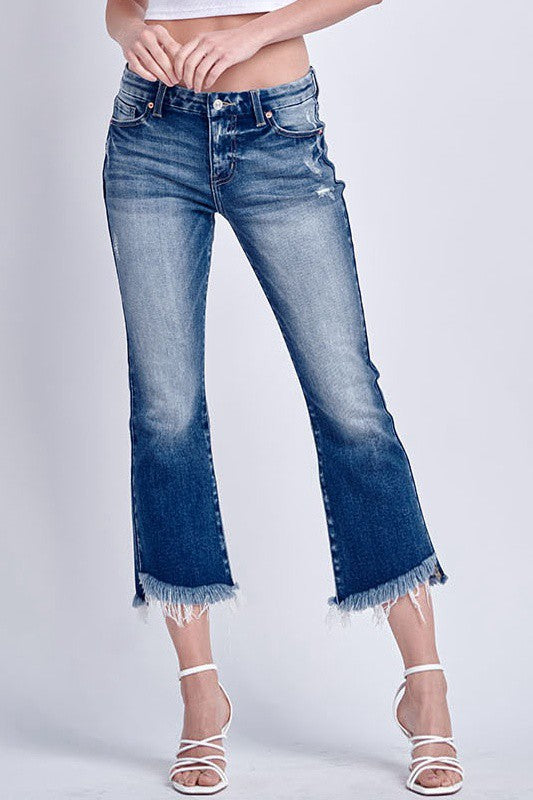 eco friendly crop Eco Friendly Crop Flare Jeans view 7 (bottom) - shop at us.meeeshop