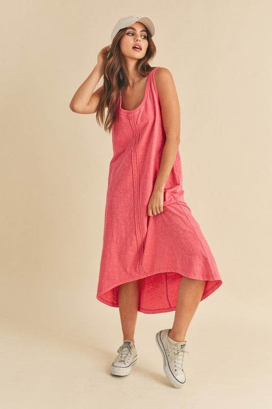 Aemi + Co High-Low Hem Scoop Neck Midi Tank Dress - us.meeeshop