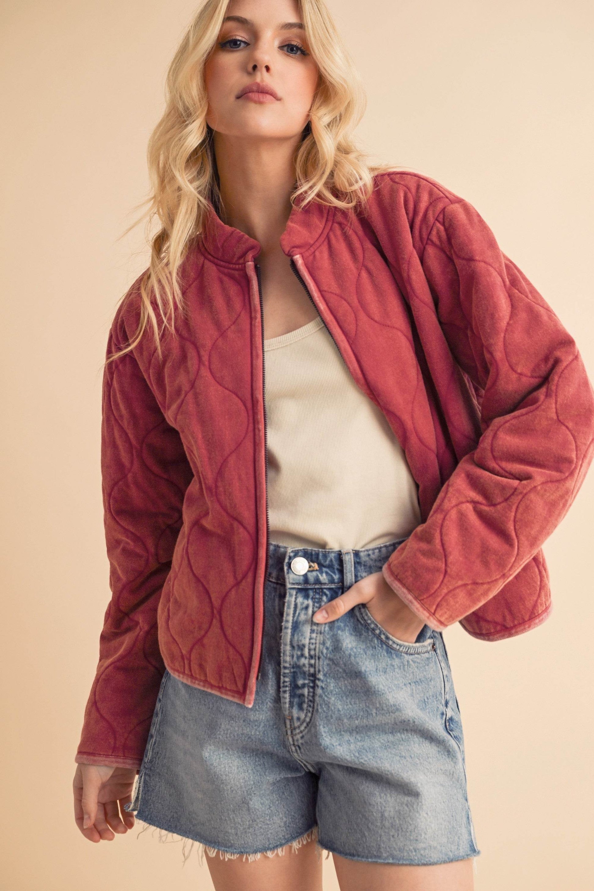 Aemi+Co Zip Up Quilted Jacket - us.meeeshop