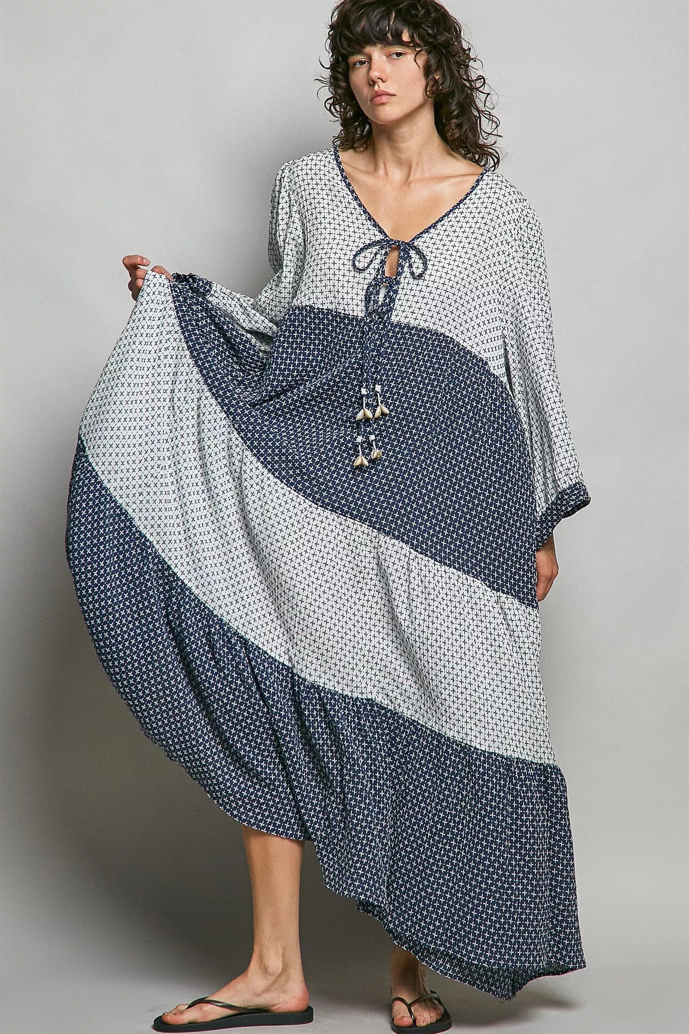 pol tiered boho POL Tiered Boho Two-tone Maxi Dress view 3 (dress) - shop at us.meeeshop