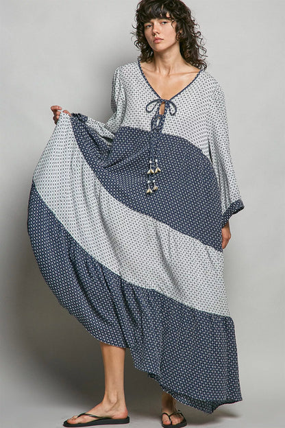 pol tiered boho POL Tiered Boho Two-tone Maxi Dress view 3 (dress) - shop at us.meeeshop