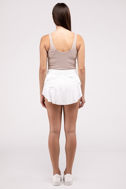 ZENANA Ruffle Hem Tennis Skirt with Hidden Inner Pockets | us.meeeshop