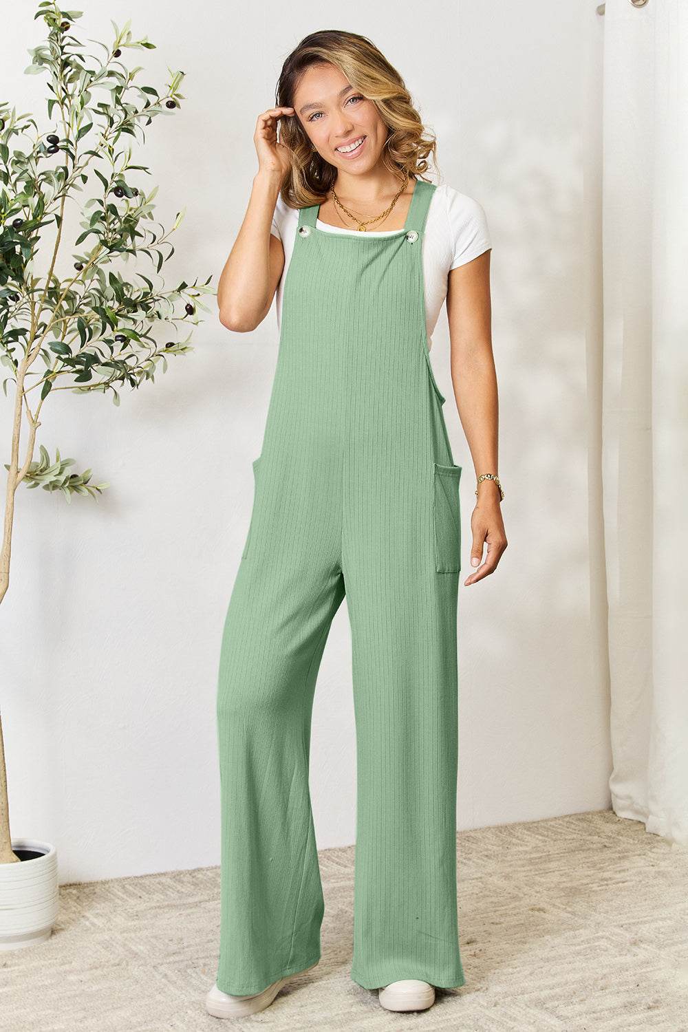 Double Take Full Size Wide Strap Overall with Pockets - us.meeeshop