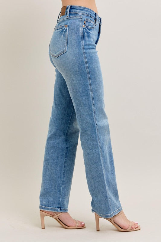 Judy Blue Full Size Tummy Control Vintage Wash Straight Jeans Plus Size - us.meeeshop