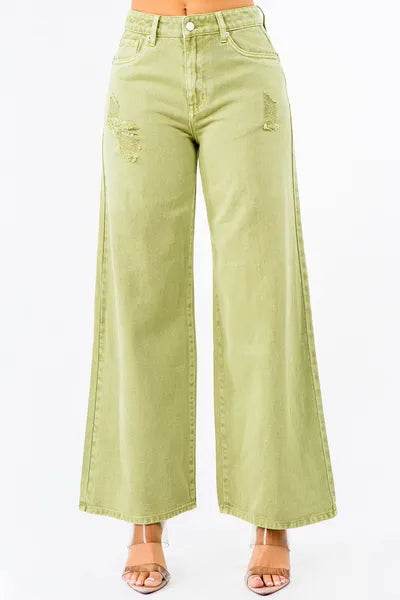 American Bazi High Waist Distressed Wide Leg Jeans - us.meeeshop