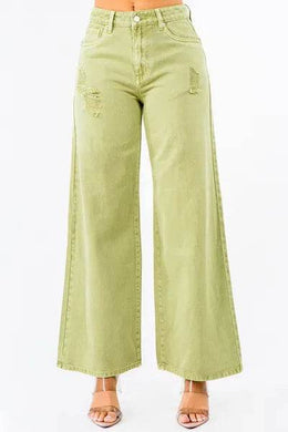 American Bazi High Waist Distressed Wide Leg Jeans