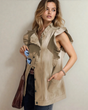 Margot Ruffle Plain Denim Jacket Vest - Khaki