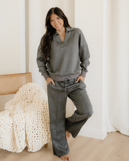 Sylvie Collared V Neck Pullover Sweatshirt Sweatpants Set