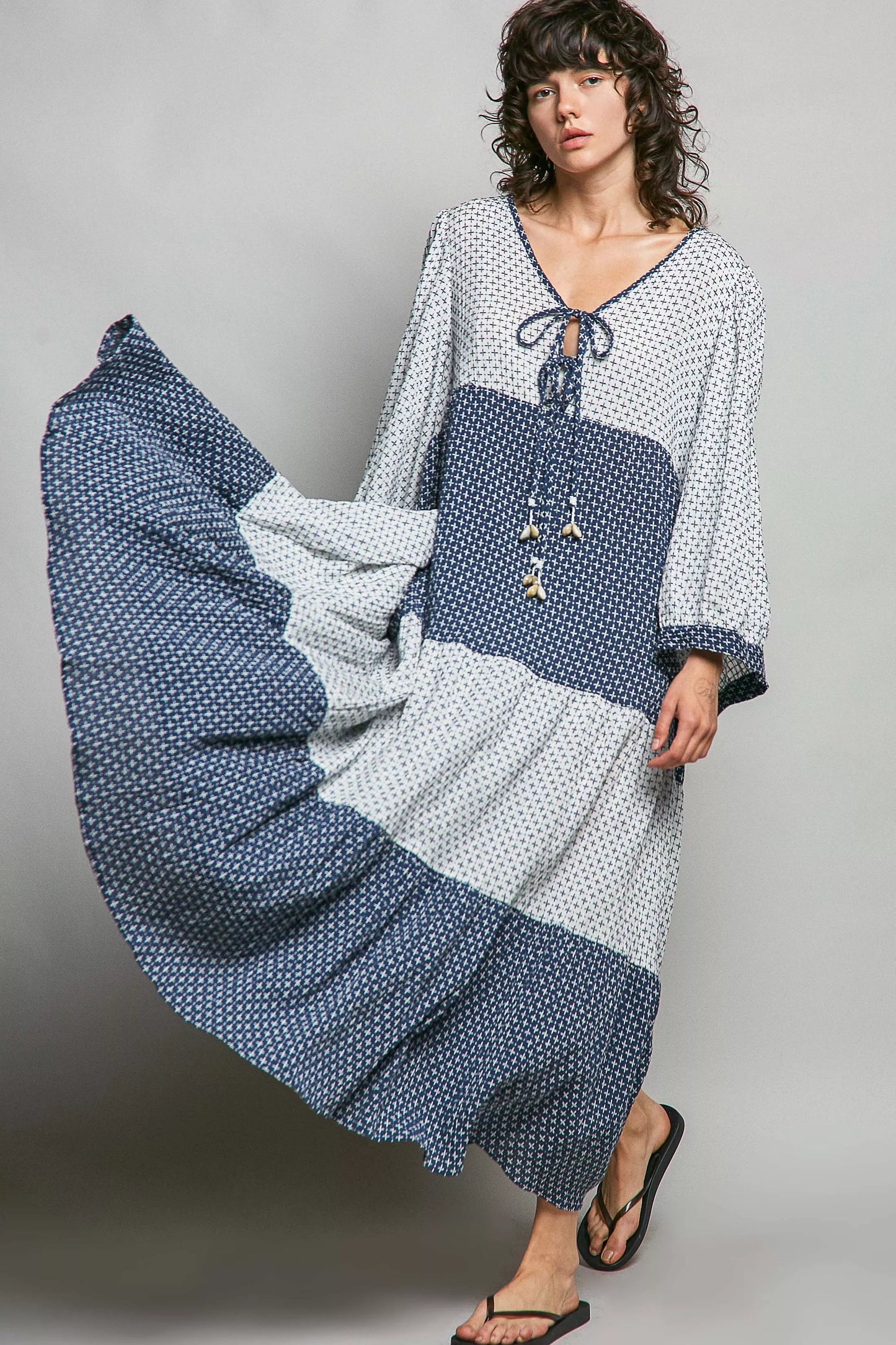 pol tiered boho POL Tiered Boho Two-tone Maxi Dress view 4 (dress) - shop at us.meeeshop
