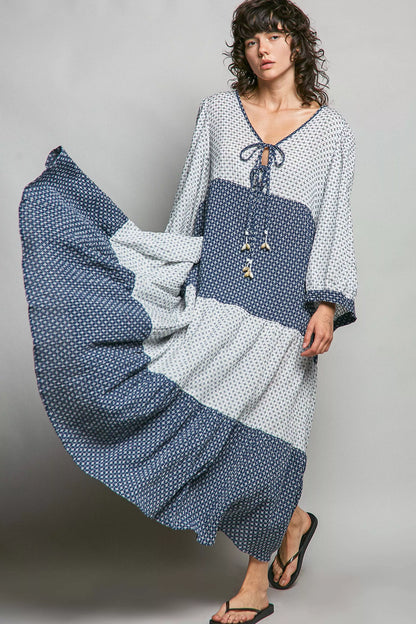 pol tiered boho POL Tiered Boho Two-tone Maxi Dress view 4 (dress) - shop at us.meeeshop