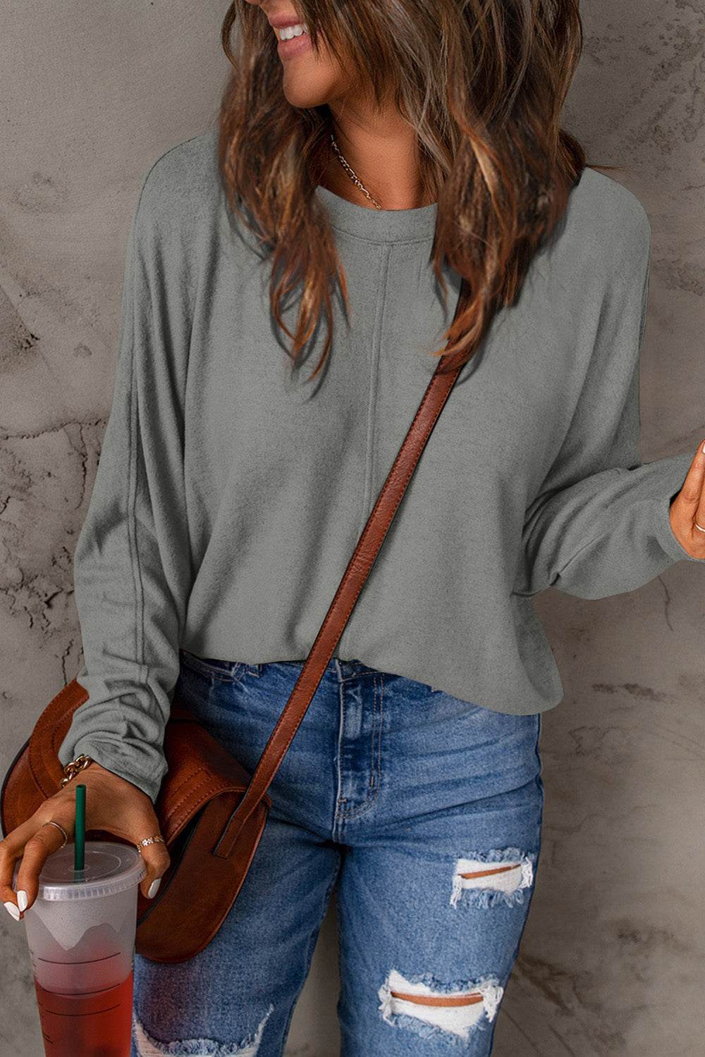 Round Neck Long Sleeve T-Shirt - us.meeeshop