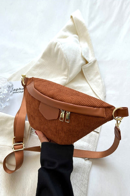 Zenana Corduroy Crossbody Bag with Removable Strap - us.meeeshop