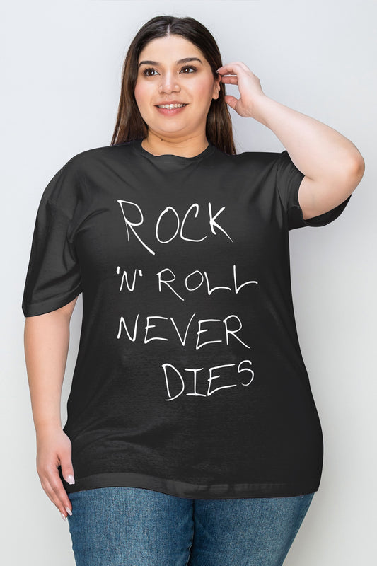 Simply Love Full Size ROCK N ROLL NEVER DIES Graphic T-Shirt | us.meeeshop