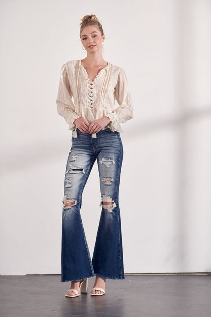 Olivia High Rise Super Flare Jeans us.meeeshop -  Pants