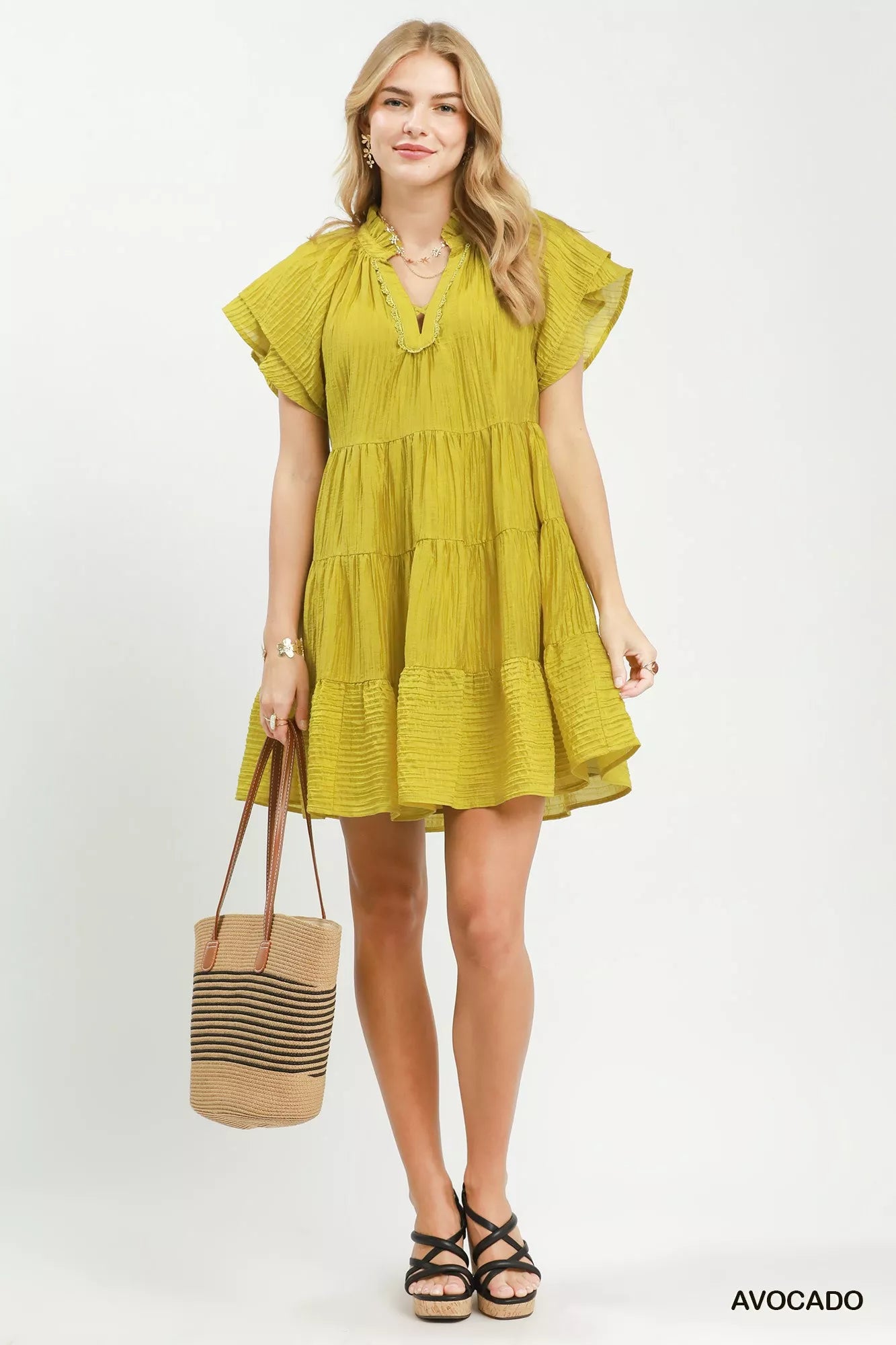 umgee tiered ruffle Umgee Tiered Ruffle Sleeve Textured Mini Dress view 4 (dress) - shop at us.meeeshop