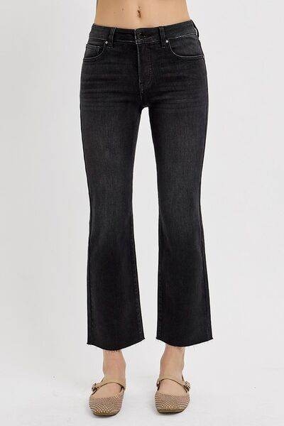 RISEN Tummy Control Mid Rise Crop Straight Jeans - us.meeeshop