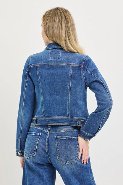 risen basic fitted Risen Basic Fitted Button Down Denim Jacket view 5 (layer) - shop at us.meeeshop