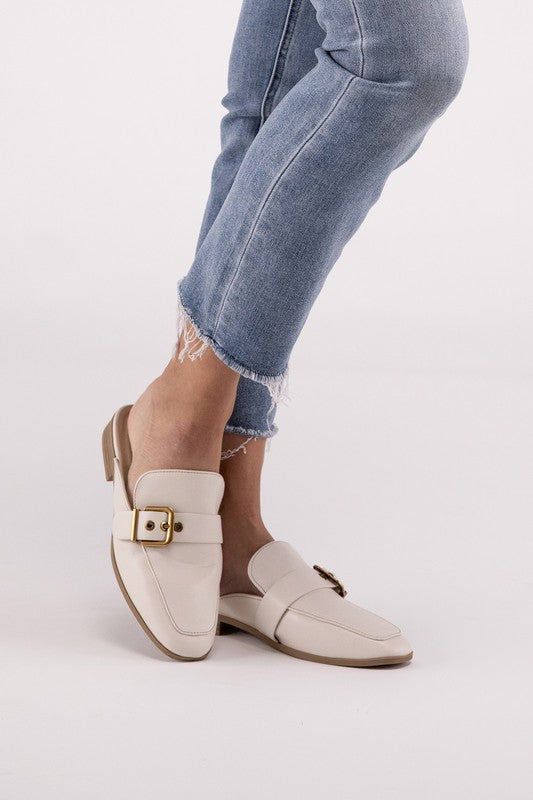 Chantal-S Buckle Backless Slides Loafer Shoes | us.meeeshop