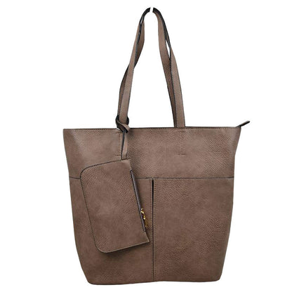 3 in 1 Large Soft Faux Leather Womens Tote Handbags in Mustered view 10 - Large Soft Tote Bags For Women