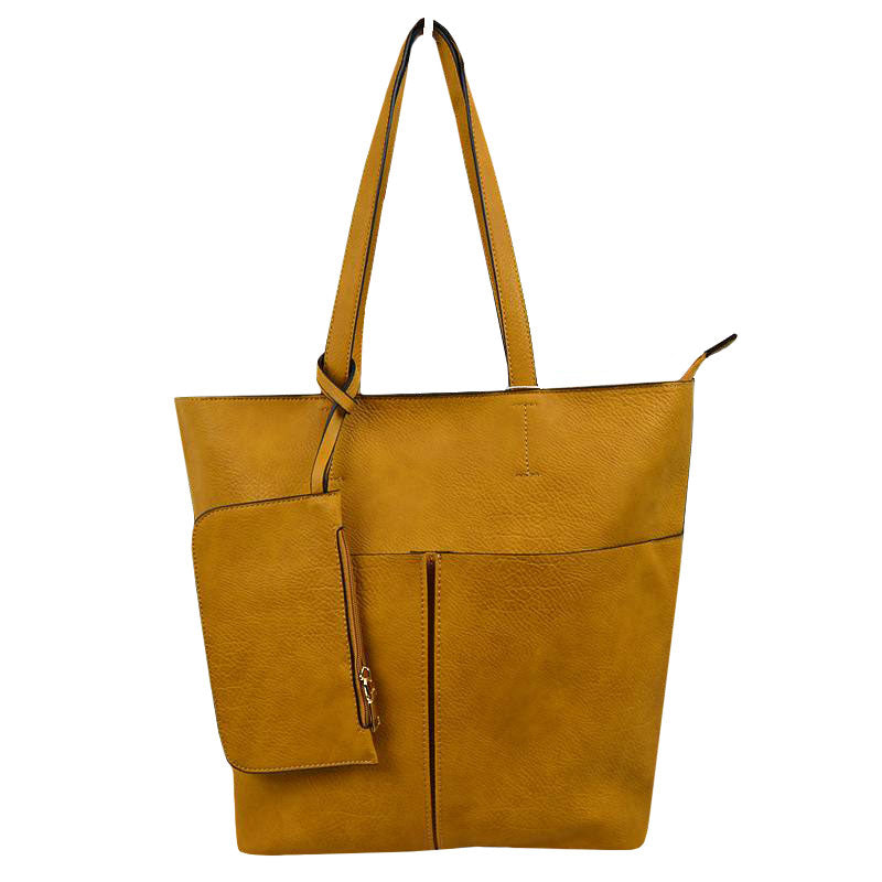 3 in 1 Large Soft Faux Leather Womens Tote Handbags in Mint view 11 - Large Soft Tote Bags For Women