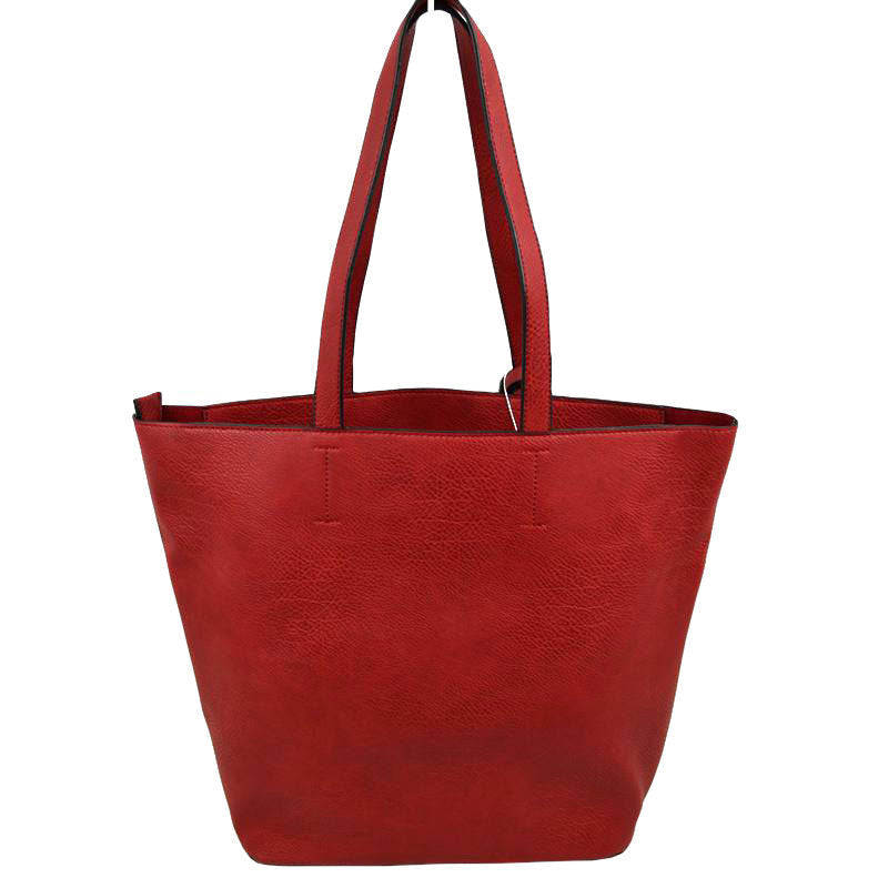 3 in 1 Large Soft Faux Leather Womens Tote Handbags in Charcoal view 17 - Large Soft Tote Bags For Women