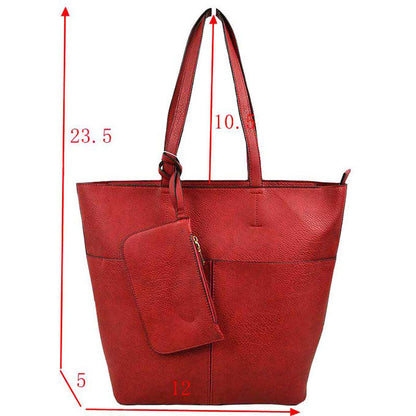 3 in 1 Large Soft Faux Leather Womens Tote Handbags in Dark Grey view 19 - Large Soft Tote Bags For Women