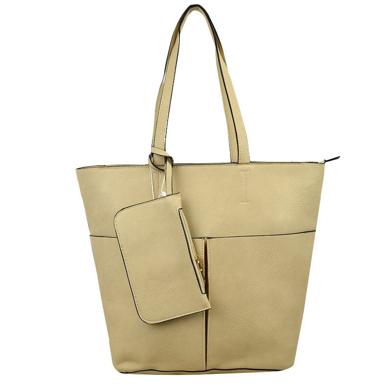 3 in 1 Large Soft Faux Leather Womens Tote Handbags in Black view 2 - Large Soft Tote Bags For Women