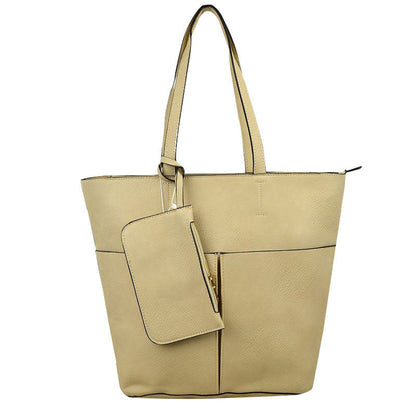 3 in 1 Large Soft Faux Leather Womens Tote Handbags in Black view 2 - Large Soft Tote Bags For Women
