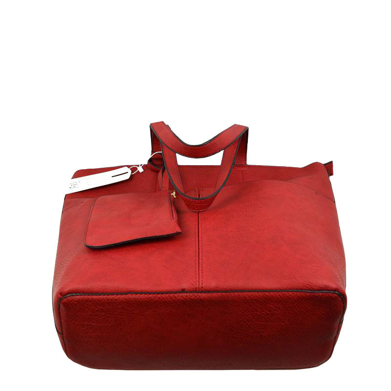 3 in 1 Large Soft Faux Leather Womens Tote Handbags in Royal Blue view 20 - Large Soft Tote Bags For Women