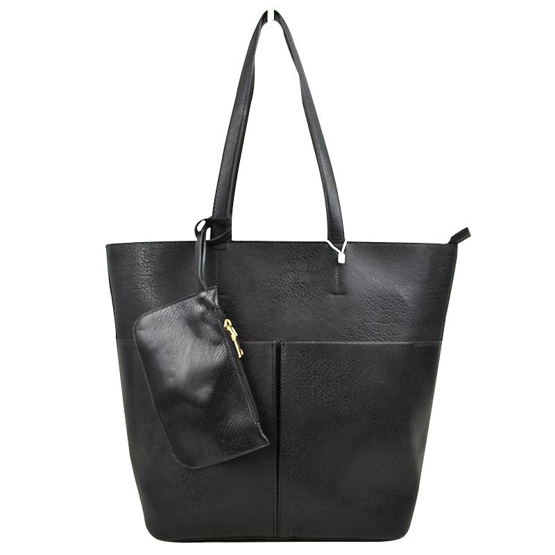 3 in 1 Large Soft Faux Leather Womens Tote Handbags in Blue view 3 - Large Soft Tote Bags For Women