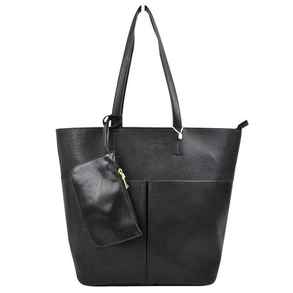 3 in 1 Large Soft Faux Leather Womens Tote Handbags in Blue view 3 - Large Soft Tote Bags For Women