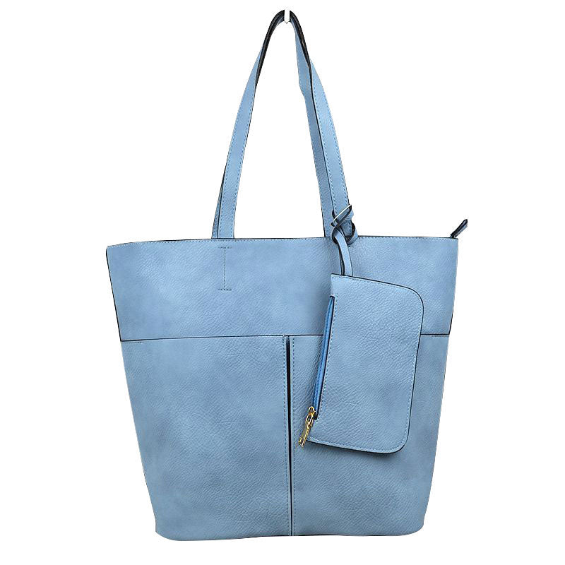 3 in 1 Large Soft Faux Leather Womens Tote Handbags in Blush view 4 - Large Soft Tote Bags For Women