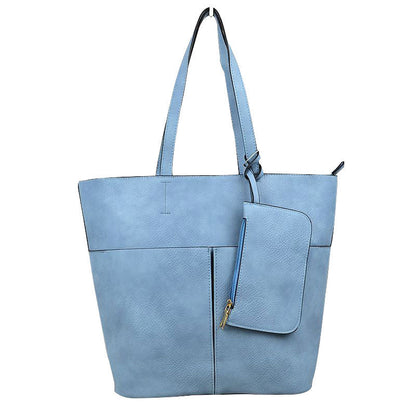 3 in 1 Large Soft Faux Leather Womens Tote Handbags in Blush view 4 - Large Soft Tote Bags For Women