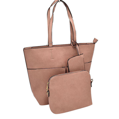 3 in 1 Large Soft Faux Leather Womens Tote Handbags in Brown view 5 - Large Soft Tote Bags For Women