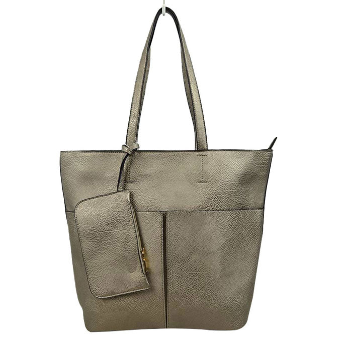 3 in 1 Large Soft Faux Leather Womens Tote Handbags in Green view 7 - Large Soft Tote Bags For Women
