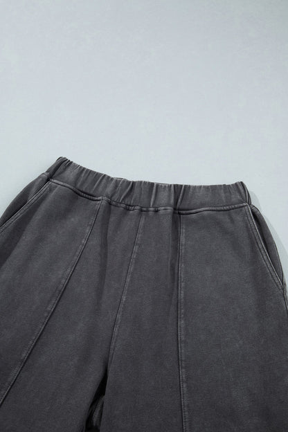 Lola Mineral Wash Seam Detail Elastic Waist Barrel Pants