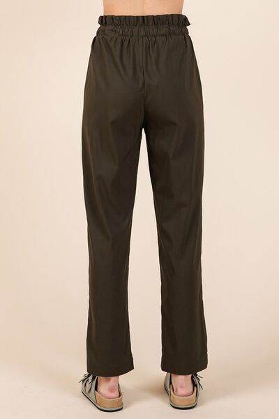 Mittoshop Paperbag Waist Tapered Straight Pants - us.meeeshop