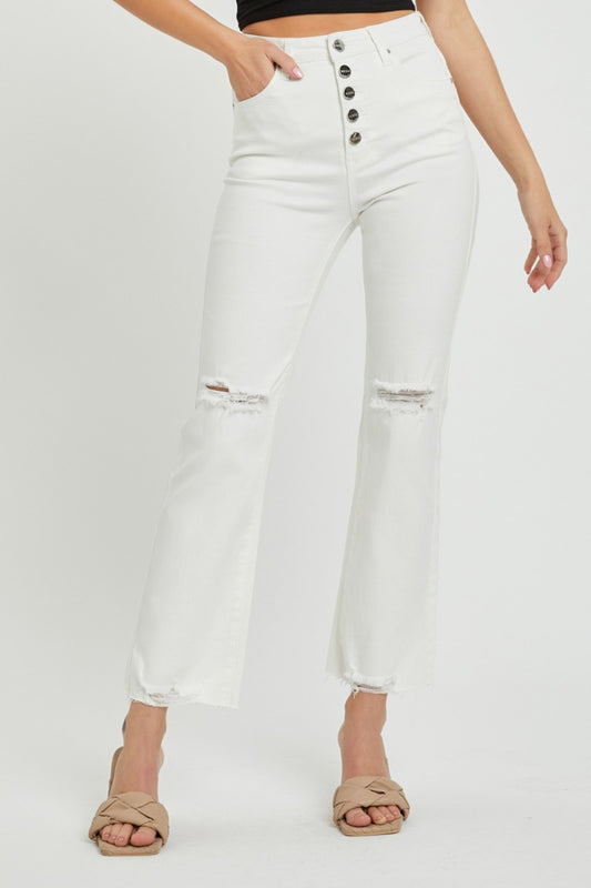 RISEN Full Size High Rise Button Fly Straight Ankle Jeans | us.meeeshop