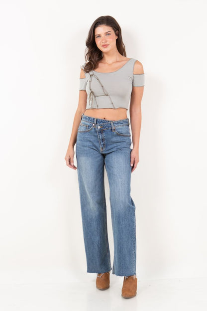 dual accent high Dual Accent High Rise Straight Leg Jeans view 3 (bottom) - shop at us.meeeshop