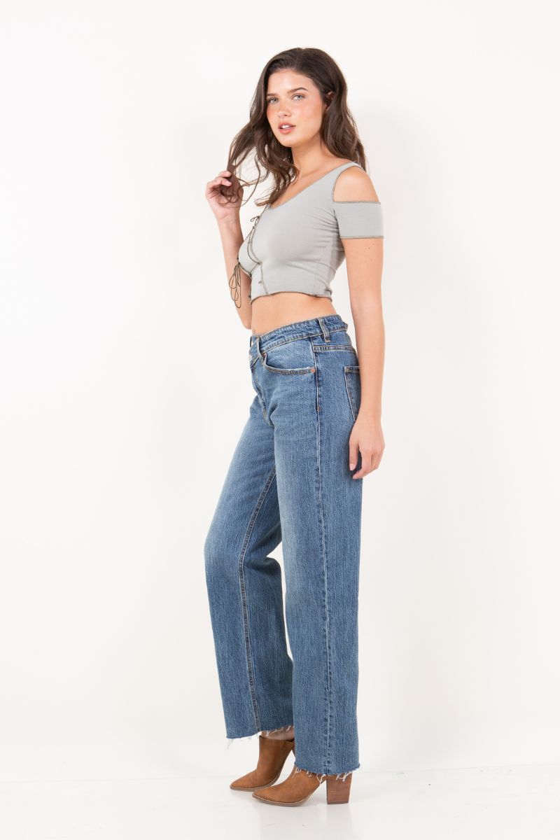 dual accent high Dual Accent High Rise Straight Leg Jeans view 4 (bottom) - shop at us.meeeshop