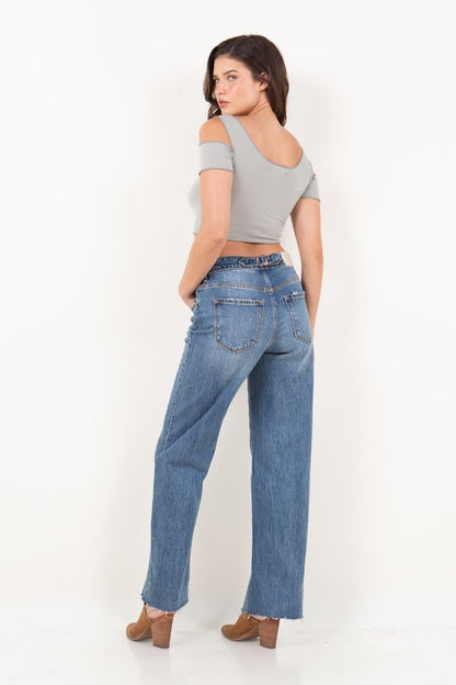 dual accent high Dual Accent High Rise Straight Leg Jeans view 6 (bottom) - shop at us.meeeshop